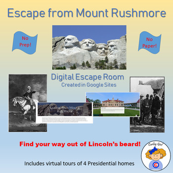 Preview of Escape from Mount Rushmore Presidents Day Digital Escape Room