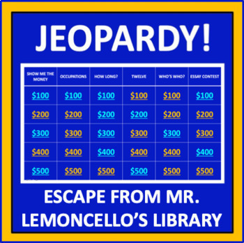 Preview of Escape from Mr. Lemoncello's Library: Jeopardy - an interactive ELA game