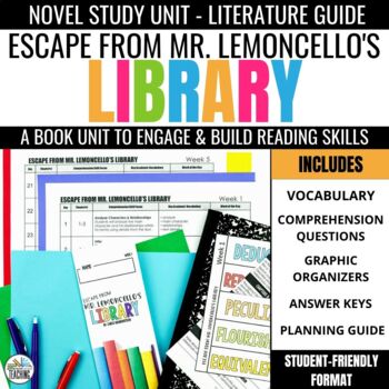 Preview of Escape from Mr. Lemoncello's Library Novel Study Book Unit: Comprehension & More