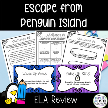 Preview of ELA Escape Room Challenge Penguin Theme