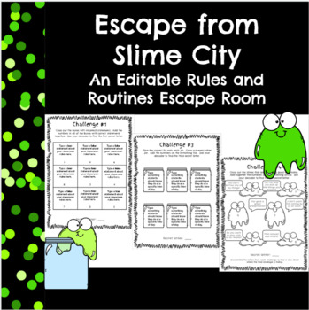 Preview of Editable Classroom Rules Escape Room Challenge