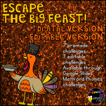 Preview of Escape the Big Feast/Editable Challenge - Thanksgiving