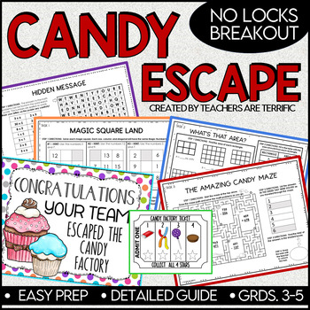Preview of Escape the Candy Factory No-Locks Breakout Easy Prep and Engaging