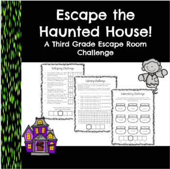 Preview of Escape the Haunted House-A Third Grade Math Escape Room Activity