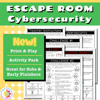 Preview of Cybersecurity Escape Room: Middle/High School Sub or Lesson Activity Pack