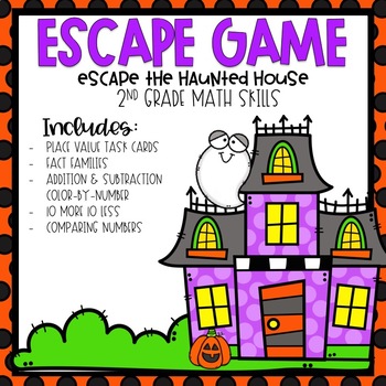 Preview of Escape the Haunted House Escape Room 2nd grade Math Skills