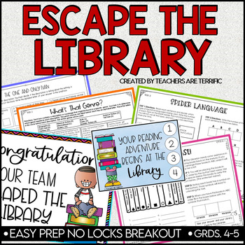 Preview of Escape the Library No-Locks Breakout Engaging and Easy Prep