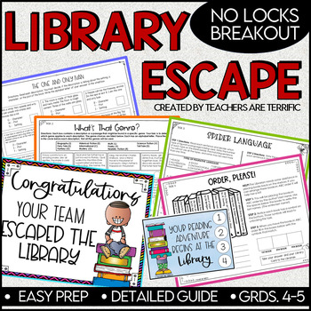 Preview of Escape the Library No-Locks Breakout Engaging and Easy Prep