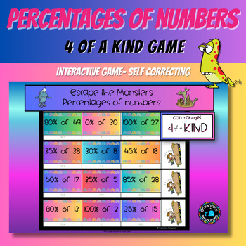 Preview of Escape the Monster Math Game: Percentages of Numbers Edition