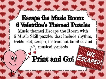 Preview of Escape the Music Room: 6 Valentine's Day Themed Puzzles to Escape the Room