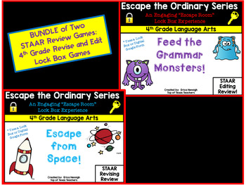 Preview of Escape the Ordinary! 4th Grade Revising and Editing Lock Box Games BUNDLE!