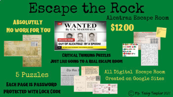 Preview of Escape the Rock-Alcatraz Escape Room 100% Digital Escape Room
