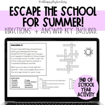 Preview of Escape the School for Summer! End of the year Activity!