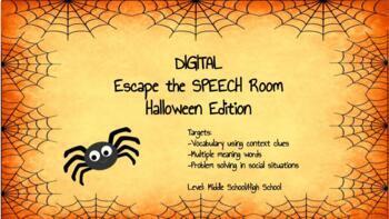 Preview of UPDATED: Digital (No-Print) Escape the Speech Room - Halloween Edition