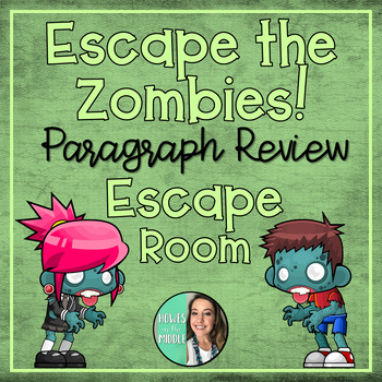 Preview of Escape the Zombies! Paragraph Review Escape Room - Transitions - Text Evidence