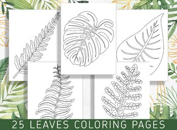 Preview of Escape to Nature: 25 Exquisite Leaf Coloring Pages for Stress Relief, Relaxation