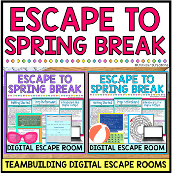 Preview of Escape to Spring Break Digital Escape Room BUNDLE March teambuilding games