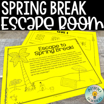 Preview of Escape to Spring Break Escape Room - Fun Spring Break Activities!
