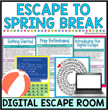 Preview of Escape to Spring Break March Teambuilding Digital Escape Room Gaming Activity