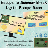 Escape to Summer Break Reading Digital Escape Room Game En