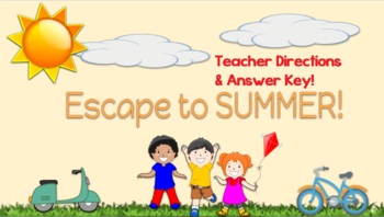 Preview of Escape to Summer (Escape Room, Math Challenges, Logic Puzzles) Digital Resource