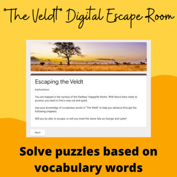 Preview of Escaping The Veldt: Digital Escape Room Based on Ray Bradbury's "The Veldt" 