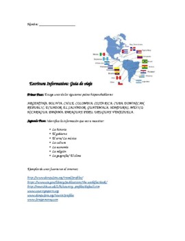 Preview of Escritura Informativa: Guia de viaje Project for Students!