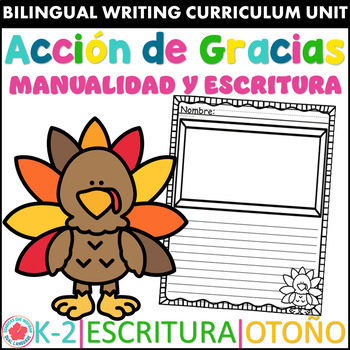 Preview of Escritura Manualidad Acción de Gracias Bilingual Writing and Craft Thanksgiving