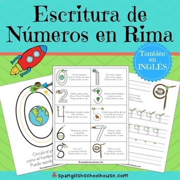 Preview of Spanish Number Writing Rhymes with QR Code Videos (Escritura de Números en Rima)