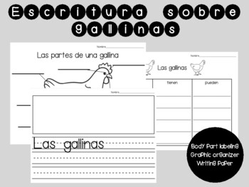 Preview of Escritura informativa -Las gallinas - Informative Writing About Hens in Spanish