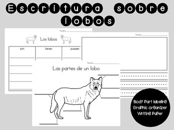 Preview of Escritura informativa - Los lobos - Informative Writing About Wolves in Spanish