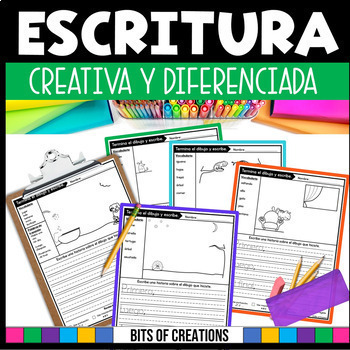 Preview of Escritura narrativa creativa diferenciada sobre mascotas dibuja y escribe