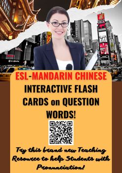 Preview of Esl Flash Cards on Question words! Interactive resource for Chinese Newcomers