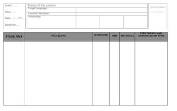 Preview of Esl Lesson plan Template