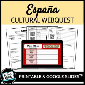 Preview of España Spain Cultural Webquest - Beginning Spanish - sub plan