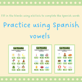Preview of Español - Practice Using Vowels to Complete Each Word Worksheet (1)