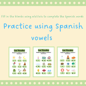 Preview of Español- Practice Using Vowels to Complete Each Word Worksheet (3)