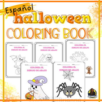 Preview of Español Halloween Coloring Spanish Busy Coloring Book Spanish Halloween Packet