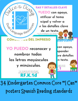 Preview of Español - Kindergarten Reading "I Can" Posters (Common Core)