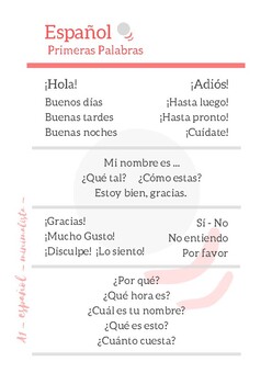 Español, Primeras Palabras by MinimalistSpanish | TpT