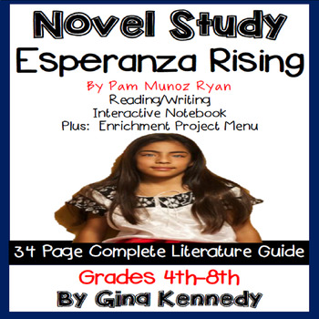 Preview of Esperanza Rising Novel Study & Enrichment Project Menu; Plus Digital Option