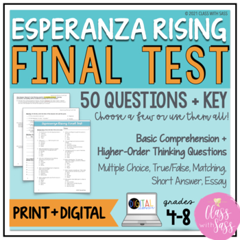 Preview of Esperanza Rising | Final Test | Assessment