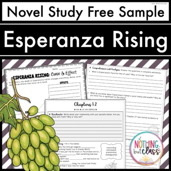 Preview of Esperanza Rising Novel Study FREE Sample | Worksheets and Activities
