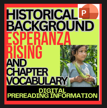 Preview of -HISTORICAL BACKGROUND INTRO Esperanza Rising Vocab, Activities, Organizers