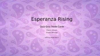 Preview of Esperanza Rising Quiz-Quiz Trade Cards for Grapes and Papayas