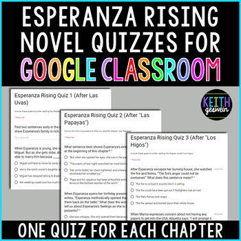 Preview of Esperanza Rising Quizzes for Google Classroom (Distance Learning)