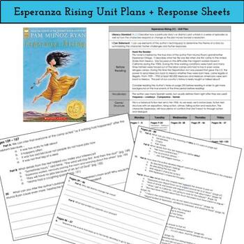 Preview of Esperanza Rising Unit Plan + Student Response Sheets