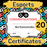 Esports Video Game Certificates/ Awards: 19 Categories and