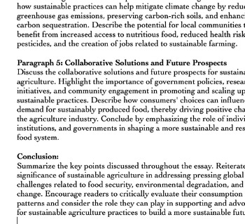 sustainable agriculture long essay
