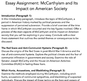 mccarthyism essay leaving cert